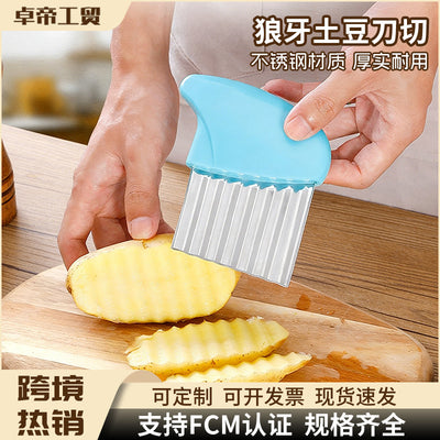 hot-selling wave multi-functional kitchen knife stainless steel french fries wolf tooth potato knife potato slicer potato cutter
