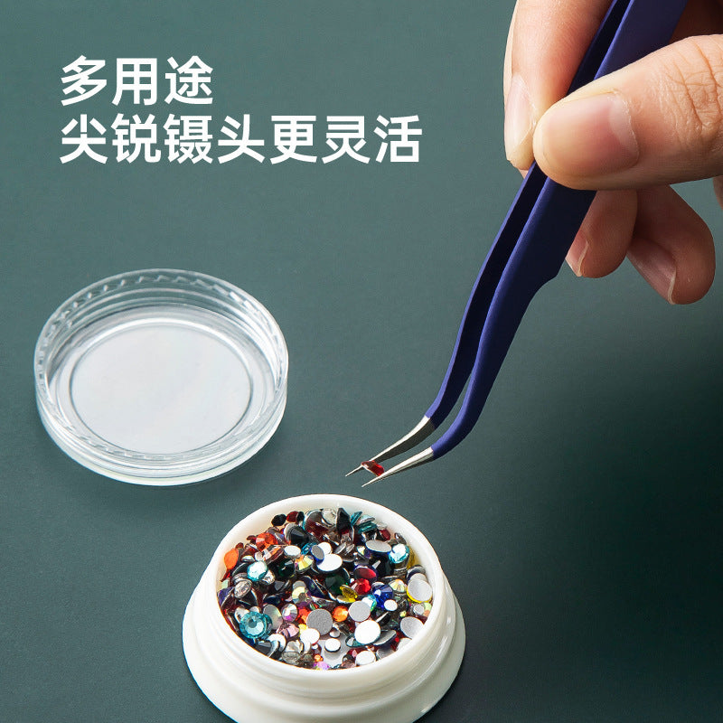 Spray painting Color hemming Tweezers False eyelashes Grafting Tweezers Elbow Sharpening Precision Nail Art Tweezers