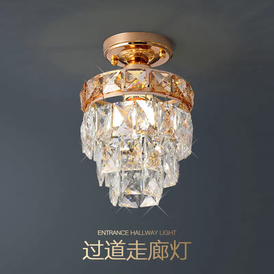 European-style light luxury american crystal small ceiling light for living room, hallway, corridor, entryway, balcony - minimalist modern indoor pendant light