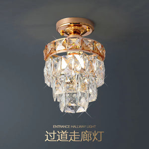 European-style light luxury american crystal small ceiling light for living room, hallway, corridor, entryway, balcony - minimalist modern indoor pendant light