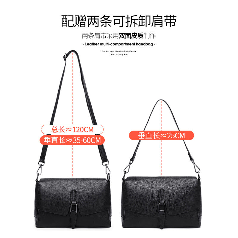 First layer cowhide women's 2025 new leather shoulder messenger bag fashionable versatile large capacity women's small bag