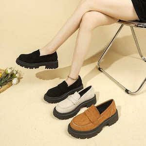 summer new arrival: plus-size, versatile, british-inspired chunky heel slip-on loafers for women - wholesale for cross-border e-commerce