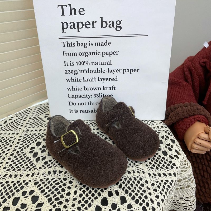 ins children's Birkenstock cotton shoes 2025 winter new Korean version girls plush shoes boys warm beanie shoes