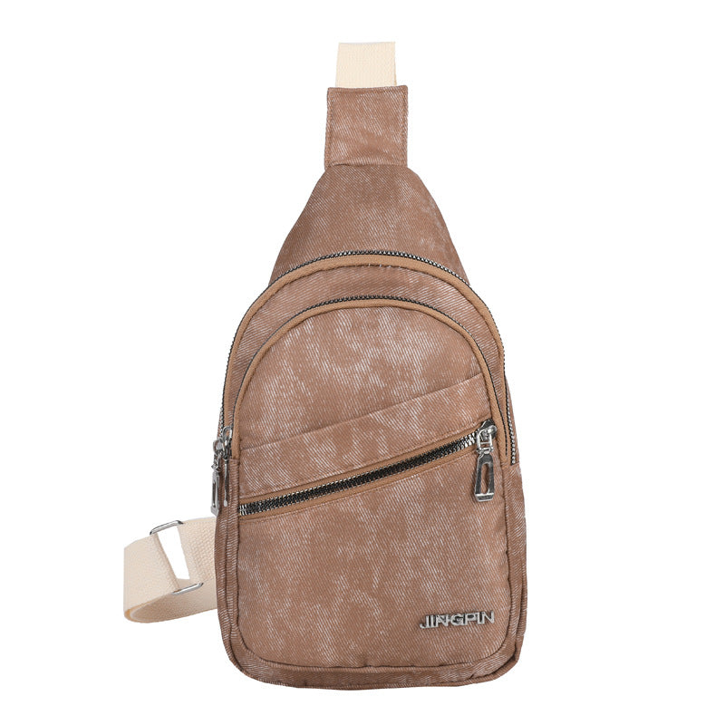 Chest bag Korean version versatile soft leather backpack casual fashion women's large capacity travel shoulder bag messenger bag breast bag