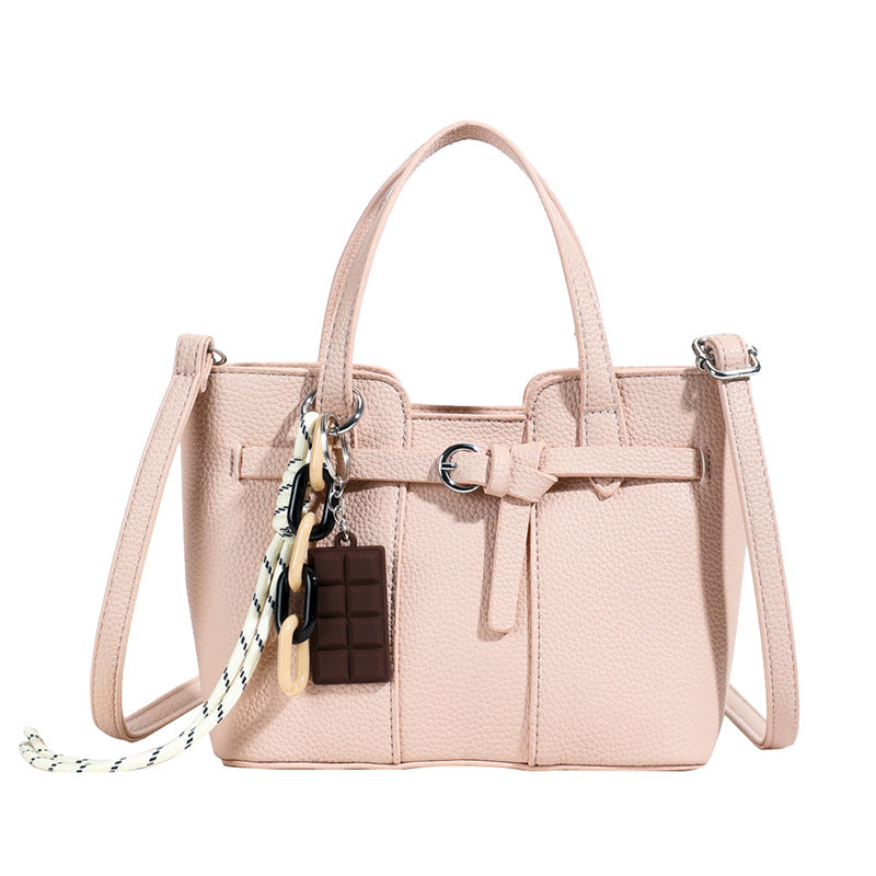 Cross-border retro lychee pattern portable bucket bag women's bag temperament commuter tote bag fashionable versatile shoulder messenger bag