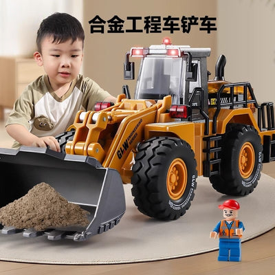 Kids' large-sized construction vehicle set: excavator, bulldozer, flatbed transporter - alloy engineering vehicle car model toys for boys