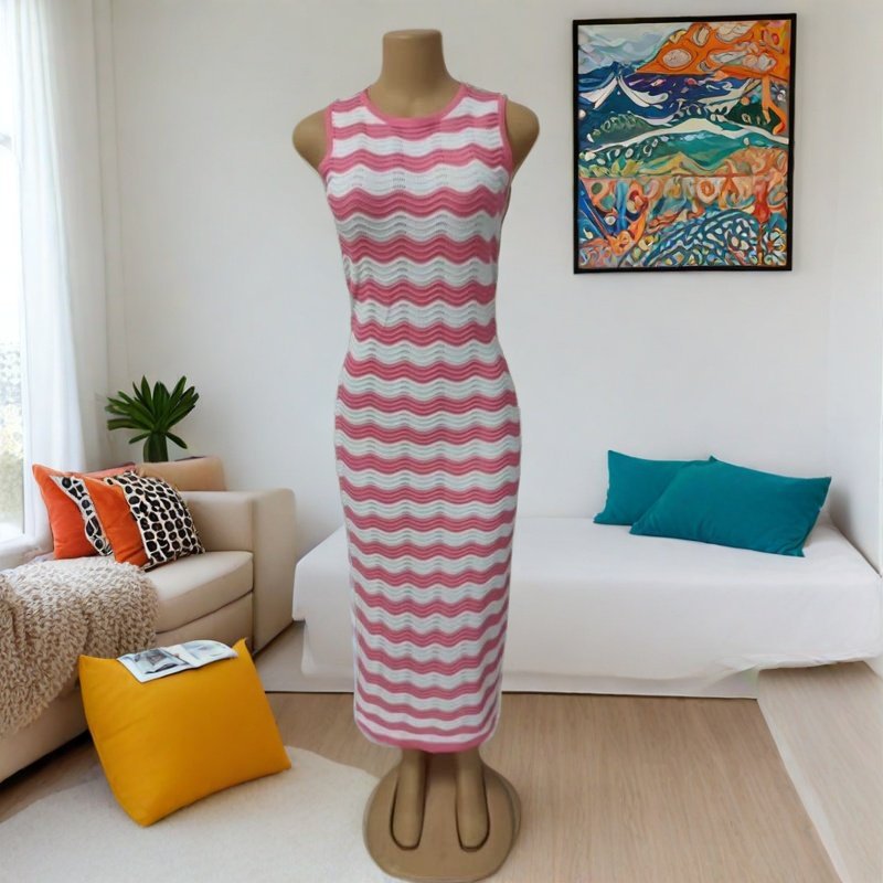 Spot wholesale 2025 summer new European and American style women's clothing striped loose casual suspender dress vest