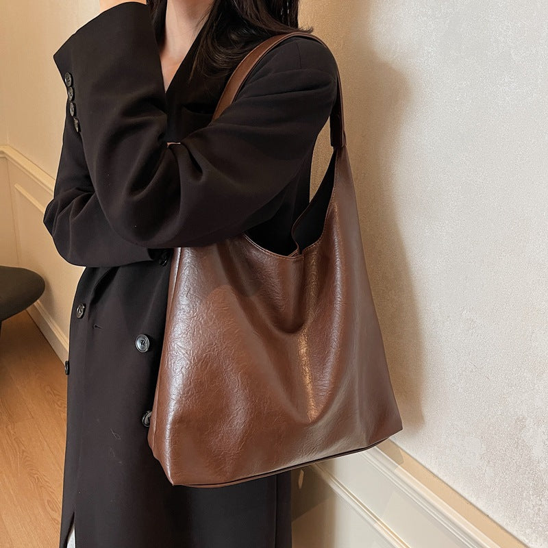 New Korean version, armpit bag, shoulder large-capacity bag, women's commute to work, retro Maillard French tote bag