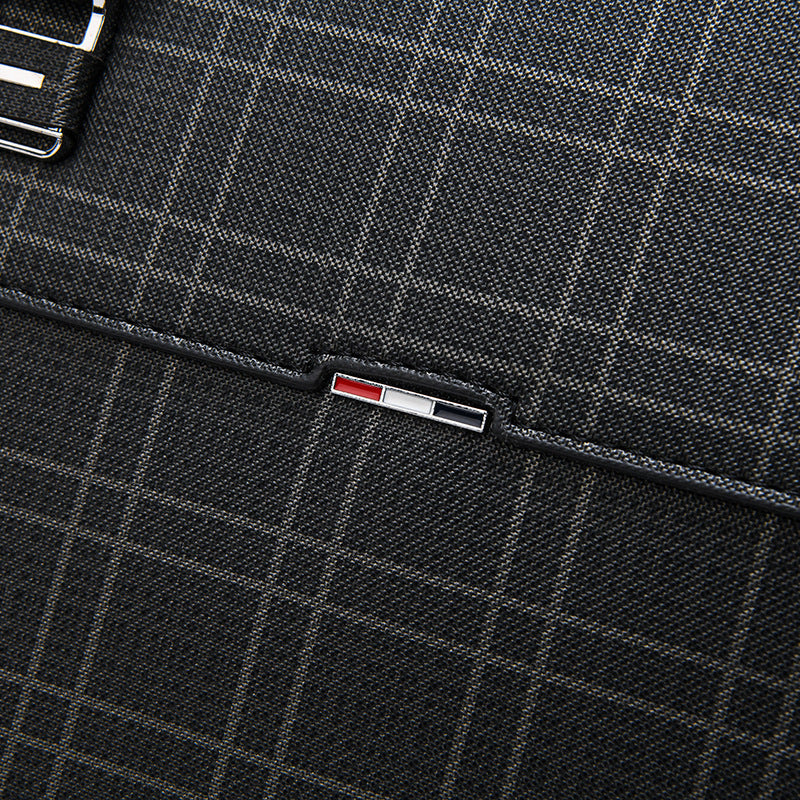 Business handbag men's bag new Korean version fashion plaid horizontal computer bag shoulder bag messenger bag briefcase