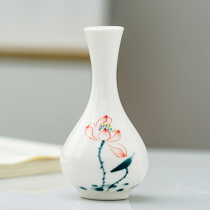 陶瓷手绘小摆件个性时尚小花瓶家居茶道装饰品水培干花花插小花器