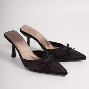 Fashion baotou pointed toe half slippers for women outwear summer bows sandals women's shoes high heel stiletto heel mules shoes