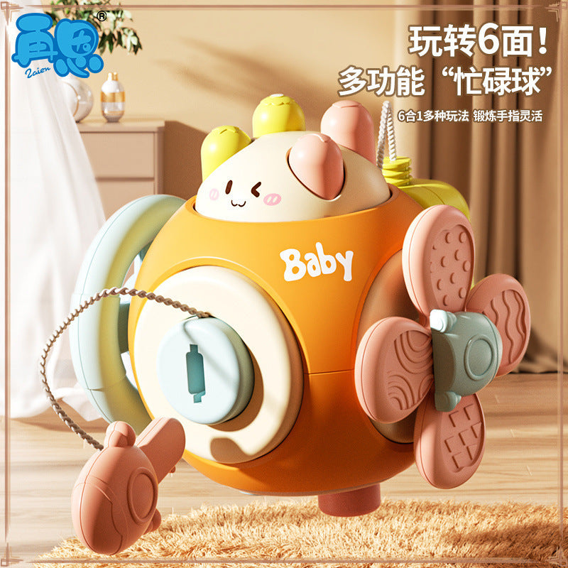 Baby busy ball baby toy 0-1 years old 3 toddlers finger grab ball hexahedron house early education switch button puzzle
