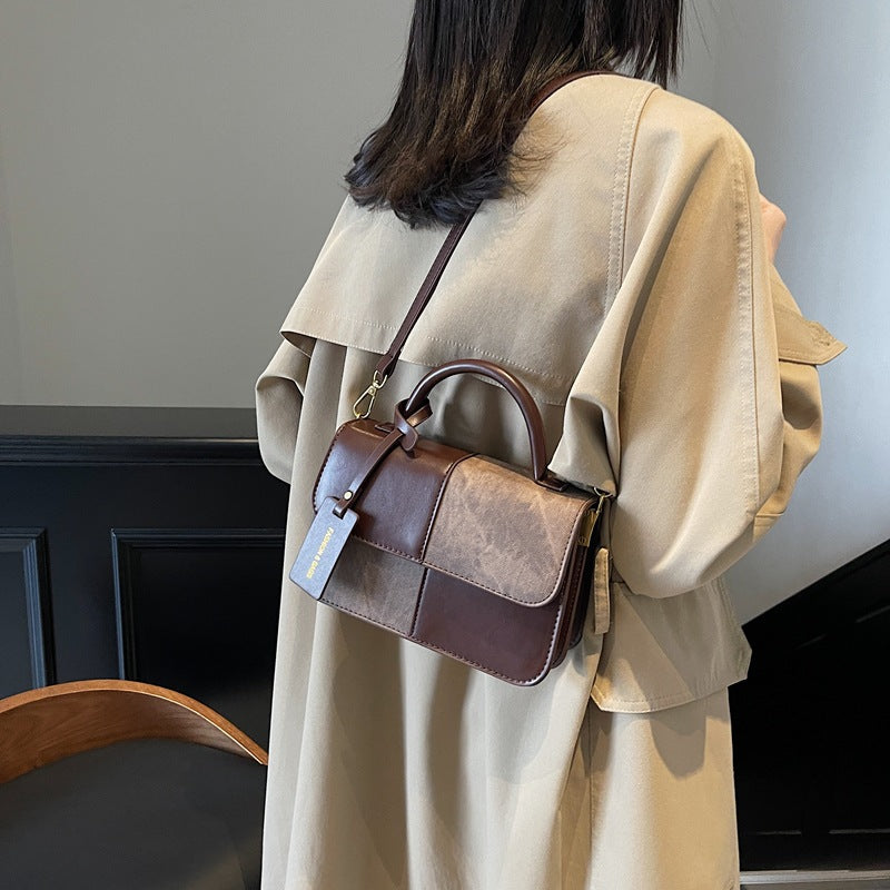 Bag Women's 2025 New Winter Fashion Versatile High-value Women's Bag Splicing Simple Portable Shoulder Bag Crossbody Bag