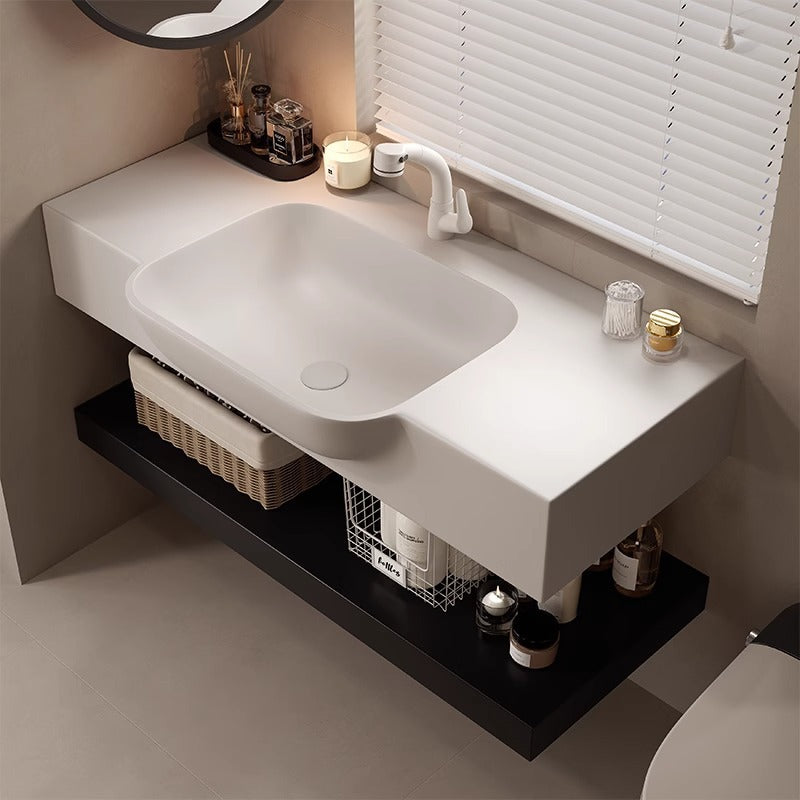 Rock slab hot bending integrated basin, bathroom cabinet, bathroom combination washbasin, hand and face sink, intelligent storage bathroom cabinet.
