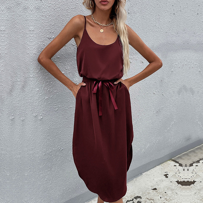Spring and summer    independent station new fashion women's clothing solid color hip skirt split suspender dress