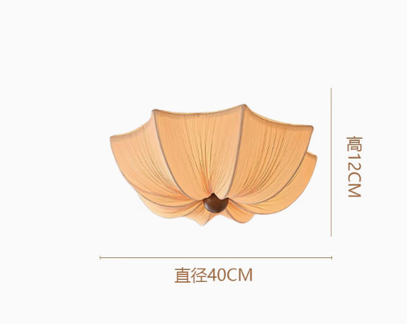 American medieval wabi-sabi wind solid wood ceiling bedroom light Japanese retro fabric dining room chandelier minimalist living room light