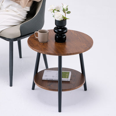 Small round table double-layered small coffee table double-layered iron table scandinavian style accessible luxurycasualins bedside table sofa coffee table