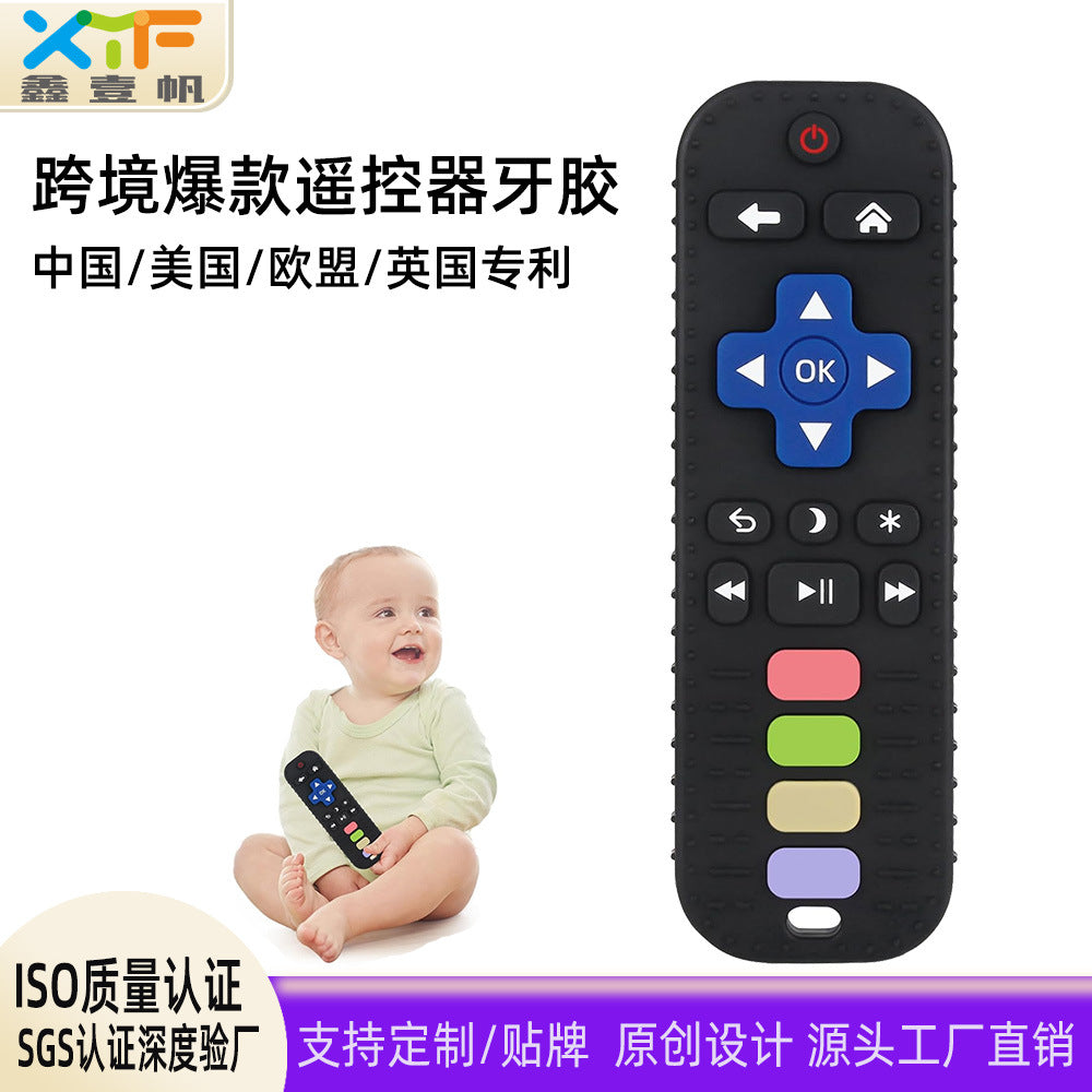 Customized  explosive remote control toothpaste silicone baby food grade molar stick anti-eating hand soothing toy manufacturer