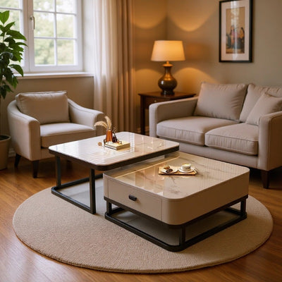 Nordic rock slab coffee table - new arrival: modern minimalist sofa table for living room, small space, and light luxury home decor