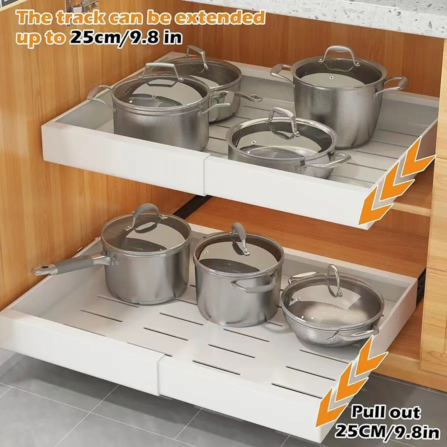 Retractable Cabinet Pull Basket Pull-out Kitchen Shelf No Punching Lower Sink Drawer Multifunctional Storage Shelf