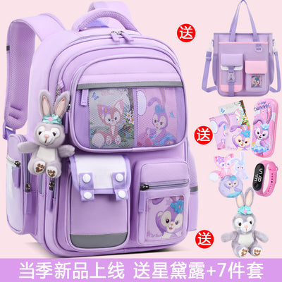2026 new school backpack for girls, grades 1-6: lightweight, ergonomic, and spine-protecting backpack for elementary school students