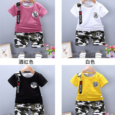 New korean style boys' summer camouflage short-sleeve two-piece outfit - direct from the manufacturer, dropshipping available