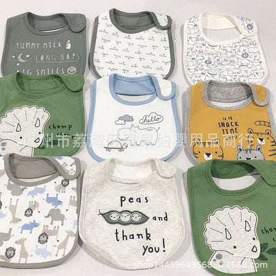 Export original cartoon infant cotton bib baby bib kids three-layer waterproof anti-dirty kids saliva towel