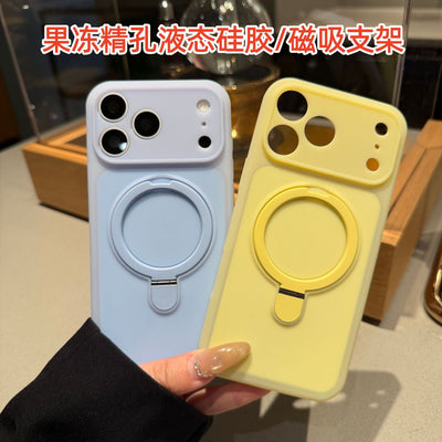 Suitable for apple 17promax mobile phone case fine hole jelly ice cream holder iphone16 cross-border protective cover 15