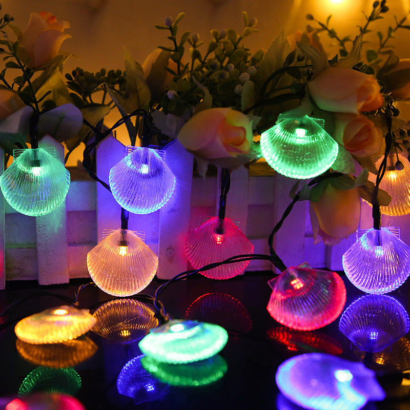 's new led solar light string shell outdoor waterproof courtyard arrangement bubble ball water drop decorative light