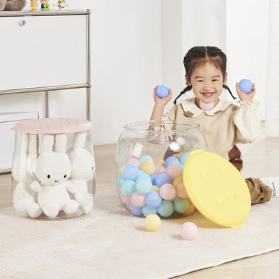 New transparent storage plastic stool - large capacity home toy storage box - clear storage ottoman with seating