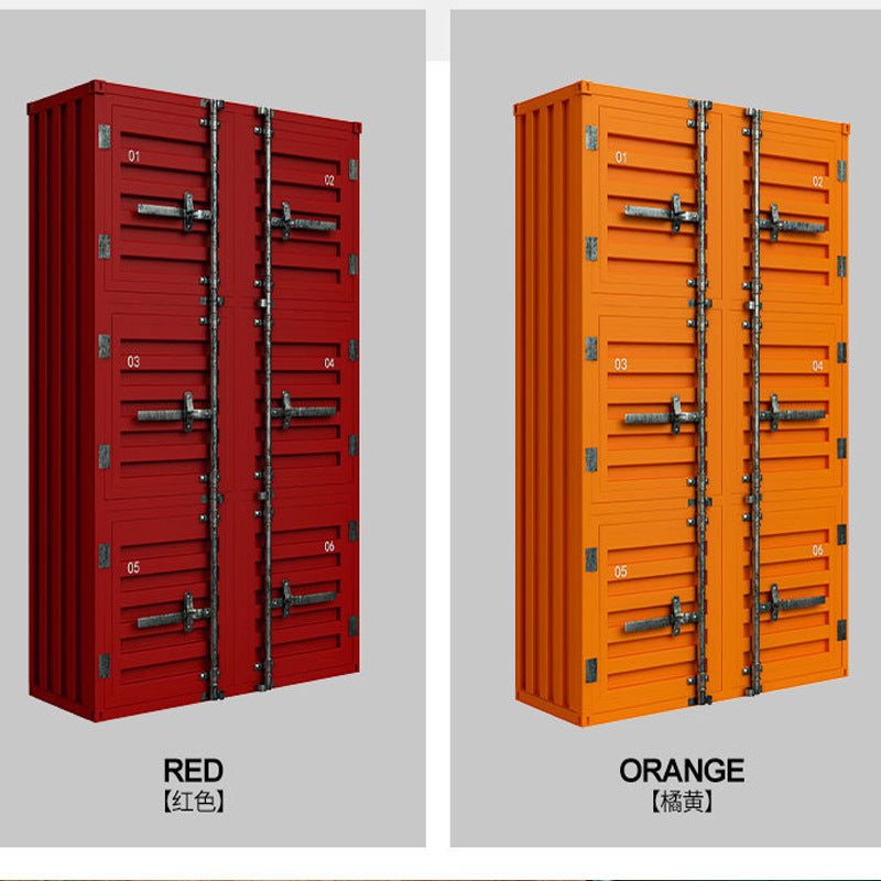 Retro old container bookcase with door locker industrial wind storage cabinet American creative storage display cabinet