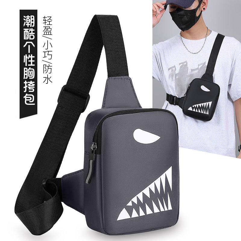 New men's breast bag, Japanese and Korean trend casual fanny pack, men's messenger bag, sports women's chest bag, shoulder backpack, small bag.