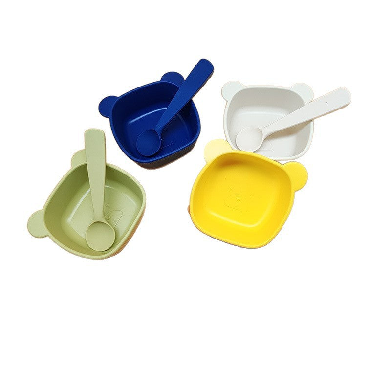 Cross-border food-grade silicone cartoon bowl ins bear silicone tableware, anti-scalding and non-slip silicone bowl tableware set
