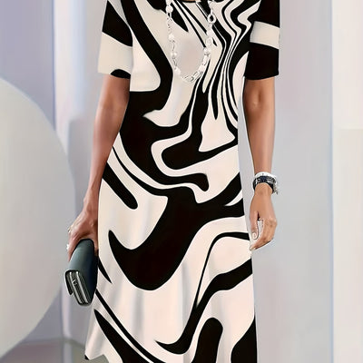 wholesale women's short-sleeved dresses, fashionable women's dresses for spring, summer, and autumn, new cross-border printed designs