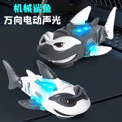 new arrival electric universal mechanical shark crawling kids sound and light artificial fish animal model boy toy