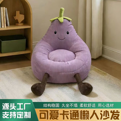 Lazy sofa creative cartoon cute eggplant sofa chair for home small sofa living room plaid seat manufacturer wholesale