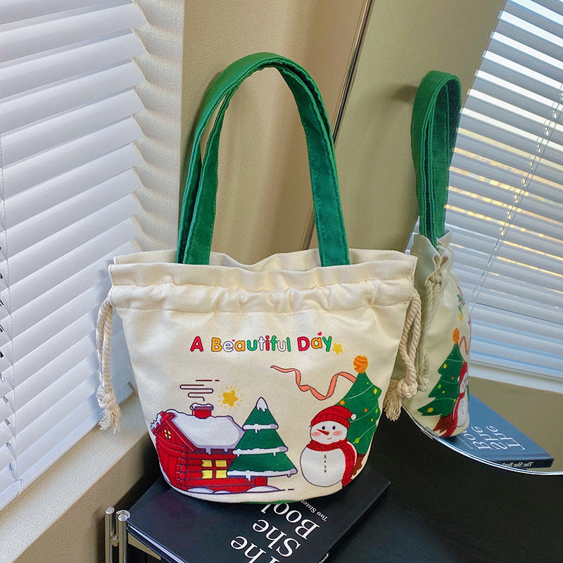 New Foreign Trade Spot Christmas Gift Bag Cartoon Santa Snowman Tote Bag Canvas Bag
