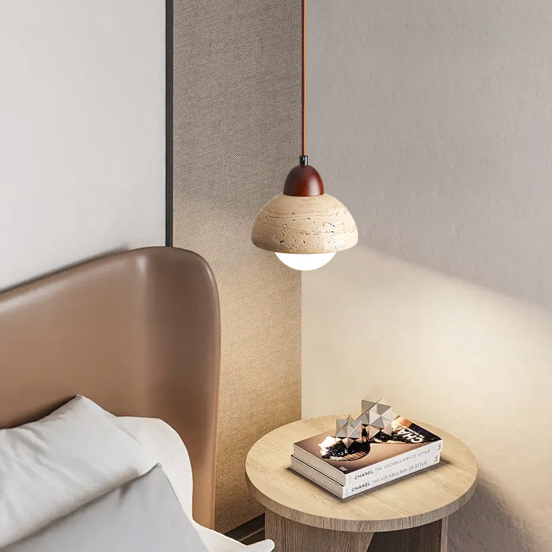 Medieval bedside chandelier hall wabi sandy wind creative cream wind yellow travertine master bedroom restaurant small chandelier lighting