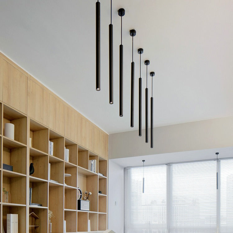 West Asia lighting bar long tube chandelier led cylindrical decorative single head spotlight dining room light living room chandelier spotlight