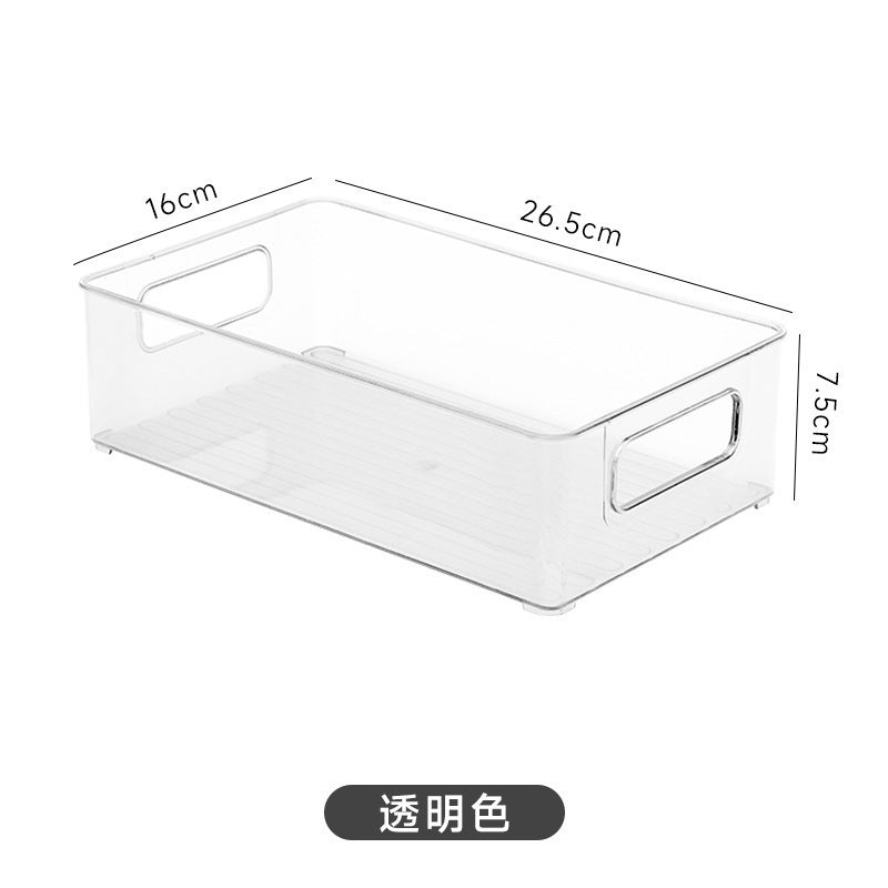 PET transparent refrigerator storage box, desktop finishing box, book storage basket, household storage can be stacked to store food