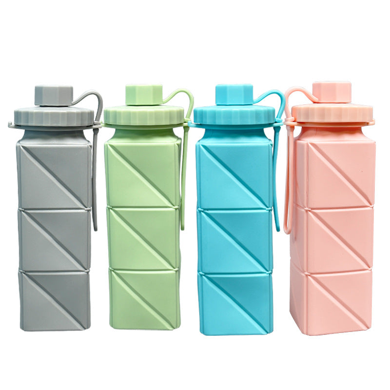 Cross-border new silicone folding water cup sports cycling water cup outdoor portable silicone kettle food grade high temperature resistance