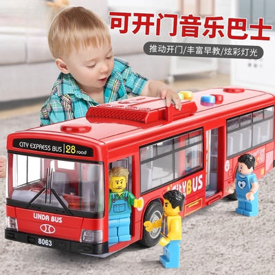 Kids bus large door opening bus light music artificial baby bus bus boy toy
