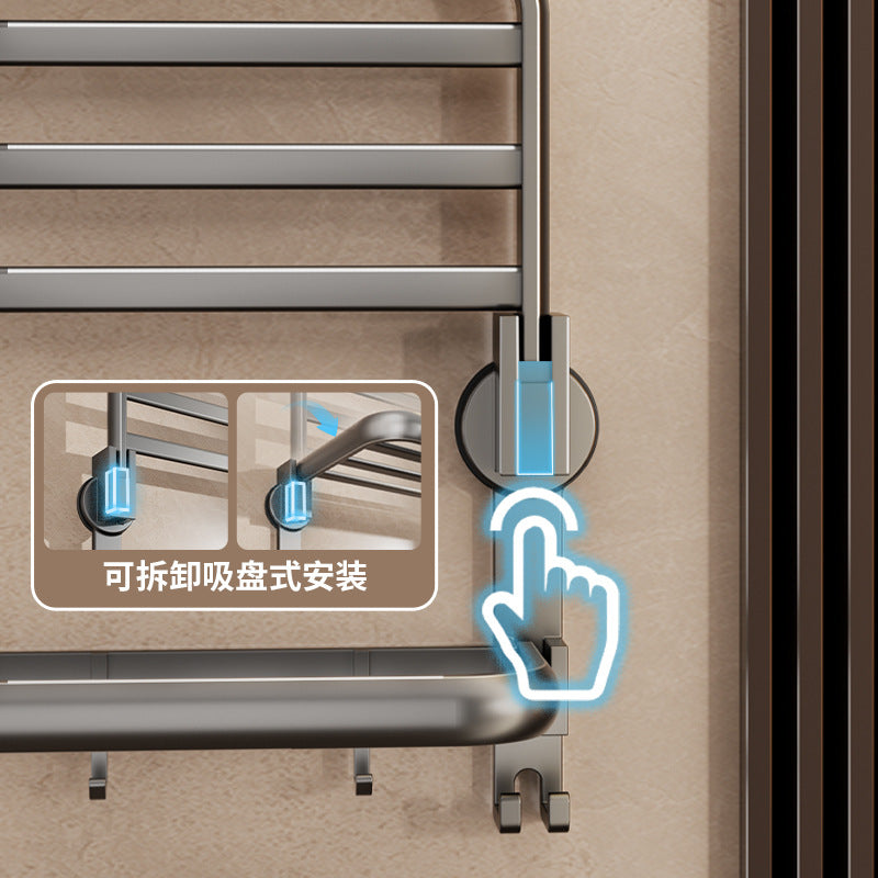 Suction cup folding bath towel rack non-punching toilet rack wall-mounted toilet pendant set bathroom towel rack