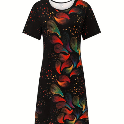 wholesale women's short-sleeved dresses, fashionable women's dresses for spring, summer, and autumn, new cross-border printed designs