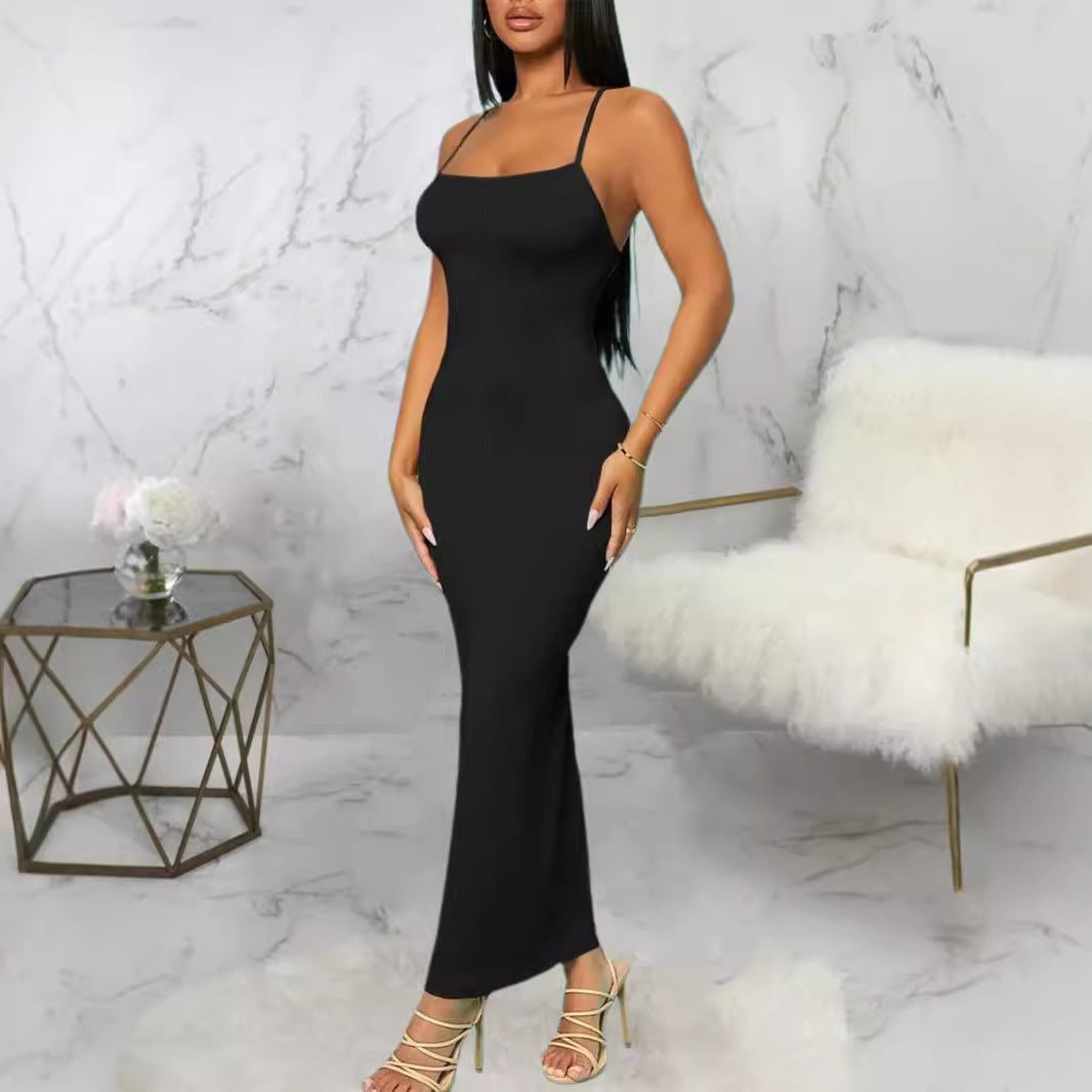 Spot sexy suspender tube top hip-wrapped dress women's Europe, America,   solid color versatile dress