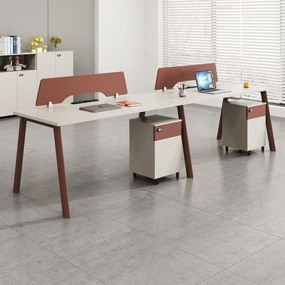 Minimalist modern screened desk with stool set - computer desk office furniture for employees and staff