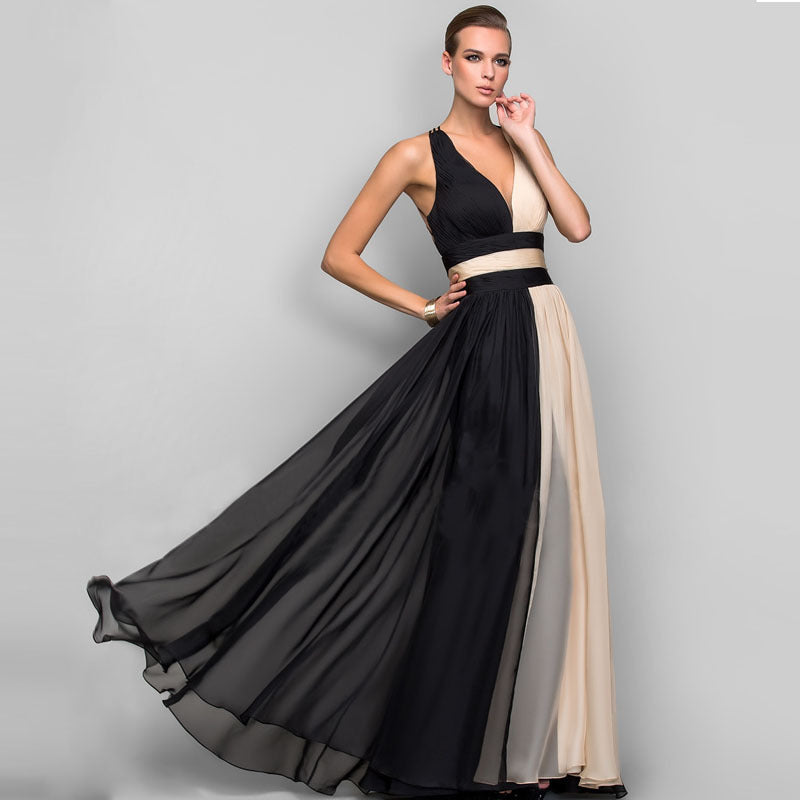 new summer european and american export dress -  slim-fit sexy sleeveless color block maxi dress
