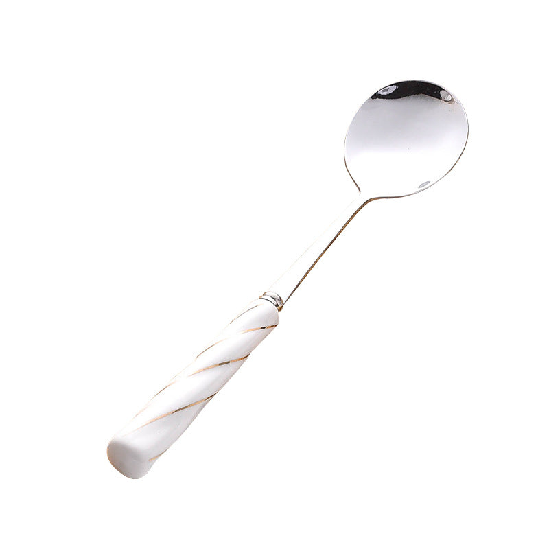 western stainless steel tableware knife, fork and spoon gift box stainless steel spoon threaded ceramic gift tableware wholesale