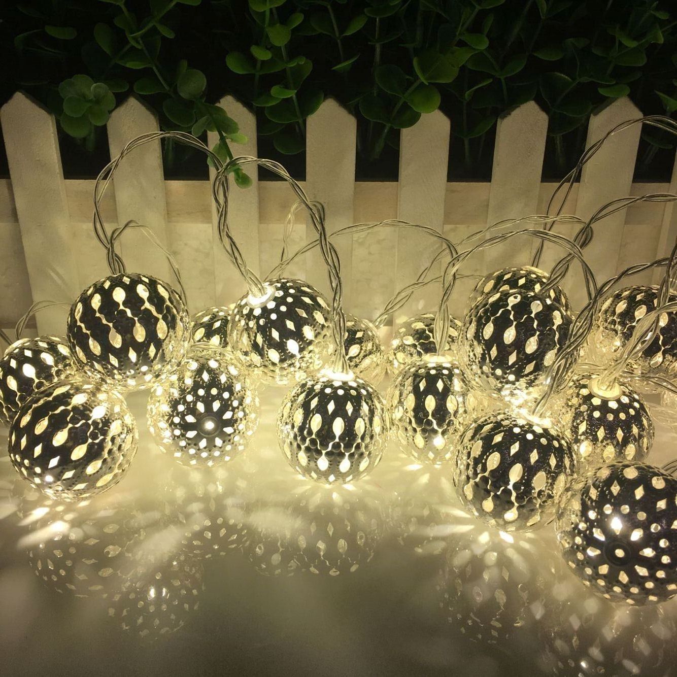 Morocco ball LED string light Christmas wrought iron ball decorative light string waterproof battery box iron ball star small lantern