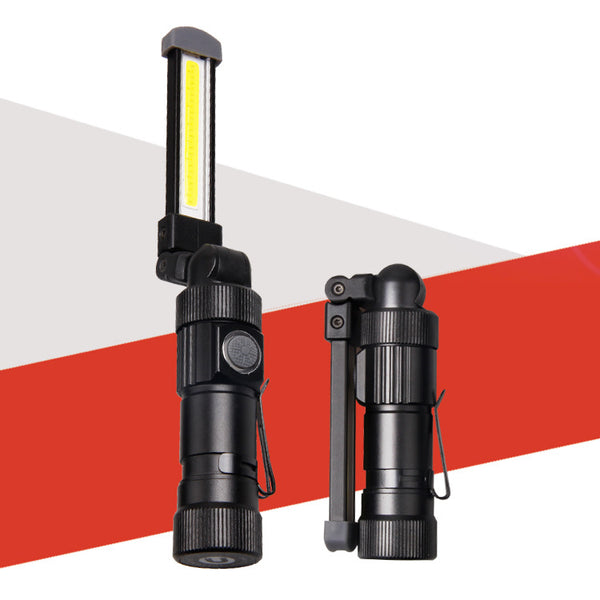 USB charging, home with magnet red light, outdoor emergency flashlight COB folding work light maintenance auto repair light